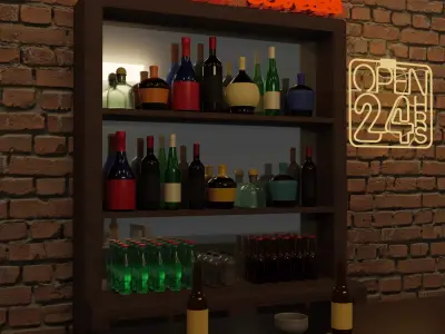 Realistic Bottle Collection set of circles 3D model