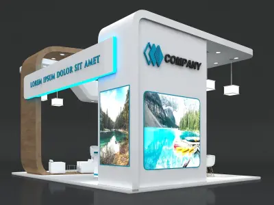 Exhibition Stand Booth Stall 8x6m Height 500cm 4 Side Open 3D model