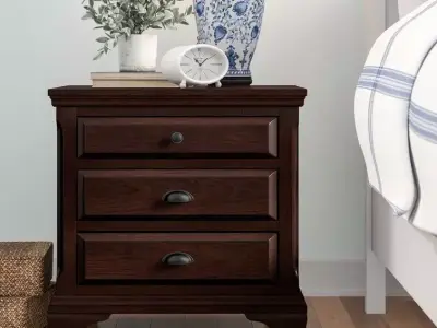 Plattsburgh Drawer Wood Nightstand in Brown 3D model