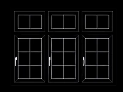window wooden with four glass panes 3D model