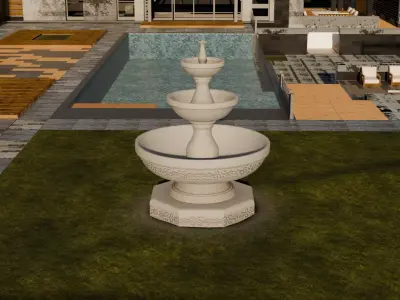Low Poly Stylized Fountain Game Ready Low-poly 3D model