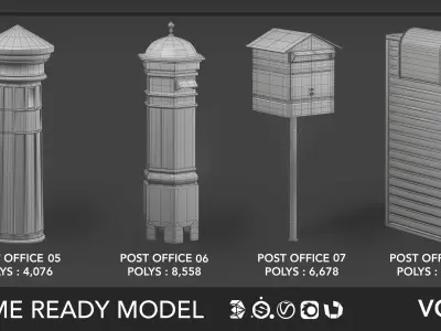 10 Mail Box Low-poly 3D model