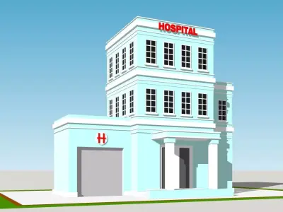 Hospital building Low-poly 3D model