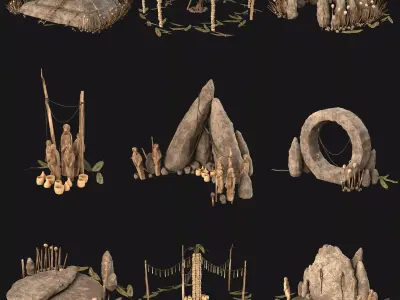 CULT SACRIFICE PLACE JUNGLE SWAMP TRIBE TRIBAL AAA COLLECTION Low-poly 3D model