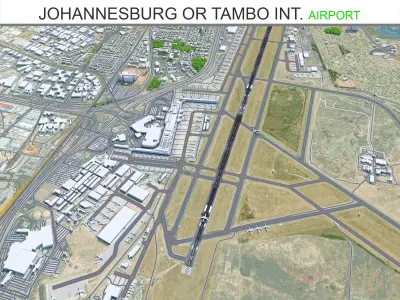Johannesburg OR Tambo International Airport 10km Low-poly 3D model