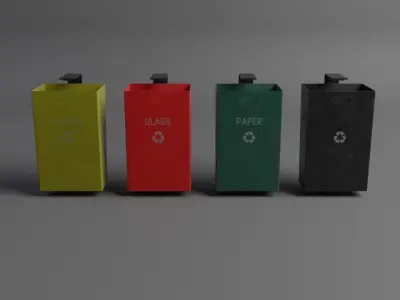 Street Trash Can Low-poly 3D model purchase