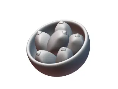 dates in bowl Low-poly 3D model