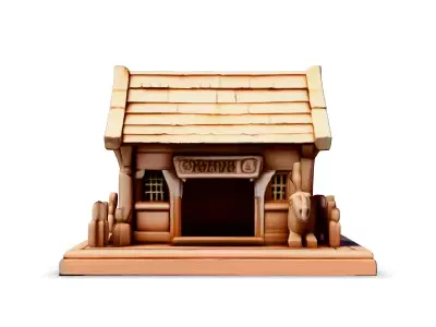 Stylized LowPoly Wooden Cabin Low-poly 3D model