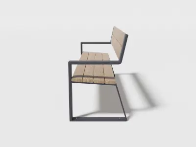 Street bench modern Low-poly 3D model