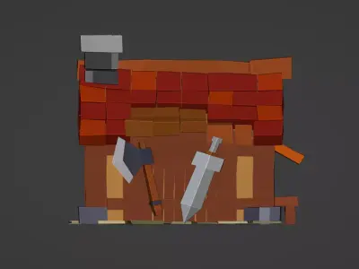 Wooden House E Game Ready Fantasy Building Low-poly 3D model