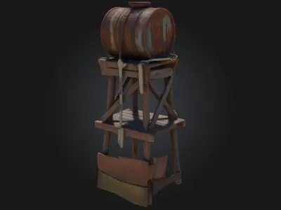 Rustic Water Tower  Icon of Frontier Utility 3D model