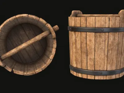Medieval Market- Wooden Buckets Free 3D model