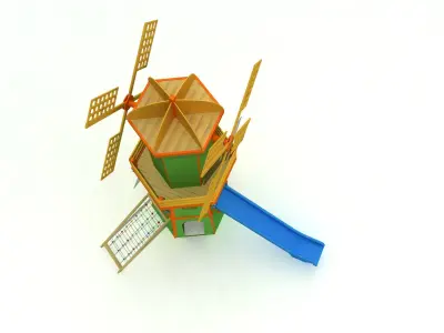  Windmill Wood Kid Playground high Detail 3D model 3D model