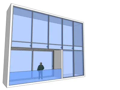 Stick Facade with Sliding Door 3D model