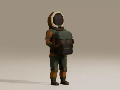 UNRIGGED VERSION ASTRONAUT 001  Low-poly 3D model