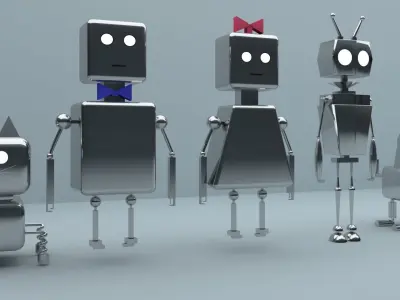 Simple robot characters 3D model
