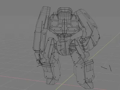 combat robot rigged character 3D model