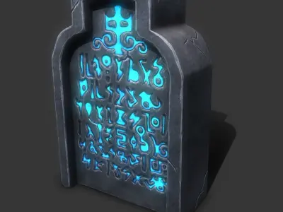 gravestone tombstone with lights Low-poly 3D model