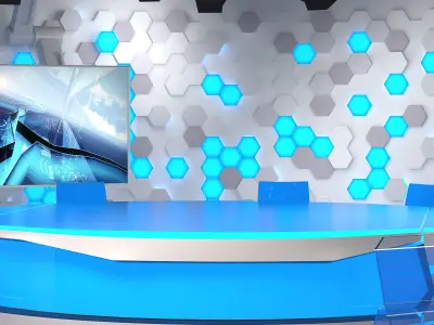 Virtual Broadcast Studio 10 Low-poly 3D model