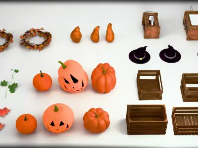 Festive Cozy 3D Fall Asset Pack 3D model