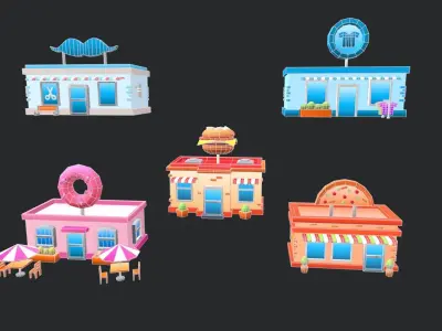 Building Pack Lowpoly Low-poly 3D model