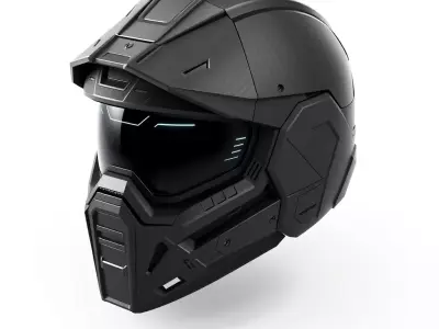 Advanced SciFi Combat Helmet Low-poly 3D model
