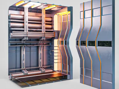Sci Fi Corridor Tunnel Low-poly 3D model