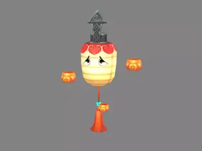 Cartoon Lantern character Low-poly 3D model