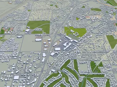 Victorville and Hesperia California USA 70km Low-poly 3D model