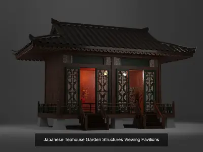 Japanese Garden Structures Buildings Exterior  3D Model Pack