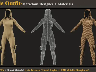 Sci-Fi Outfit-MD-Clo3d-Smart Material- Textures-OBJ-FBX 3D model