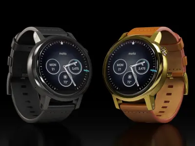 Motorola Moto 360 2nd Generation 42mm smartwatch Low-poly 3D model