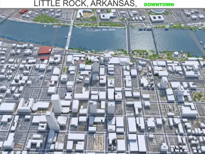 Little Rock Downtown Arkansas USA Low-poly 3D model