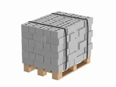 Bricks On Wooden Pallet 3D model