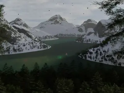 Alpine Lake Cinematic Environment 3D model