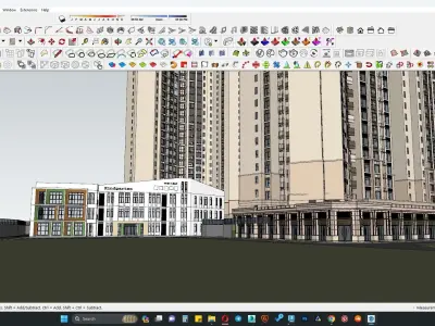 Classical apartment buildings with site office 3D model