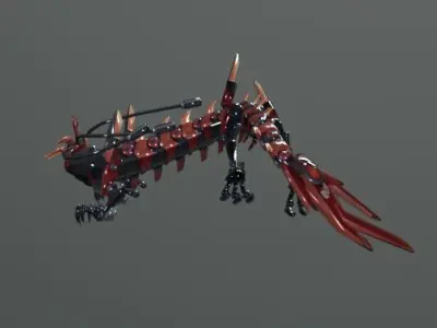 Mecha Dragon Low Poly Low-poly 3D model