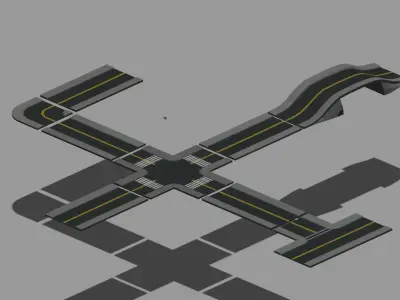 road way fat pack Low-poly 3D model