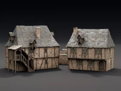Medieval City Houses 3D model