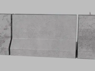 Concrete barriers pack pbr lowpoly Low-poly 3D model