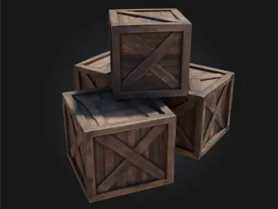 Stacked Wooden Crates  Classic Storage Solution 3D model
