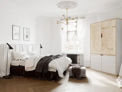 Copenaghen Bedroom C4D and Corona Renderer 3D model