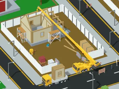 Voxel Construction Pack 85 Items Low-poly 3D model