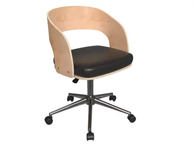 Office Chair Black and Beech Wood Scandinavian Task Chair Low-poly 3D model