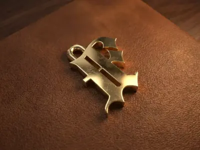 Gothic Letter F Pendant 3D print model
