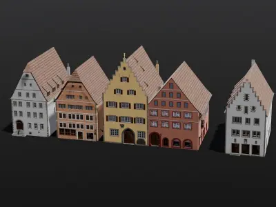Building Pack 3D Model Low-poly 3D model