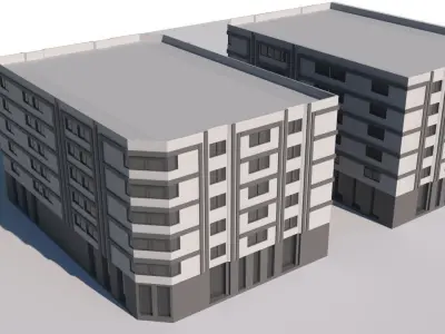 Modern Apartment Building Set01 3D model