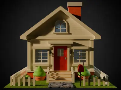 Wooden House Low-poly 3D model