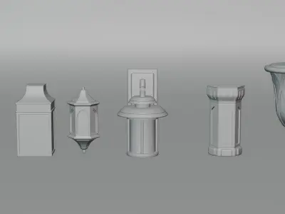Gothic Lamps Low-poly 3D model