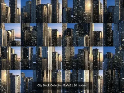 City Block Collection B Ver2 3D Model Pack